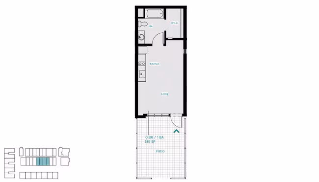 Studio Furnished Garden Unit 314 floor plan